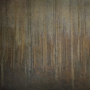 Impressionistic forest scene . Single intentional camera movement exposure and texture layers.